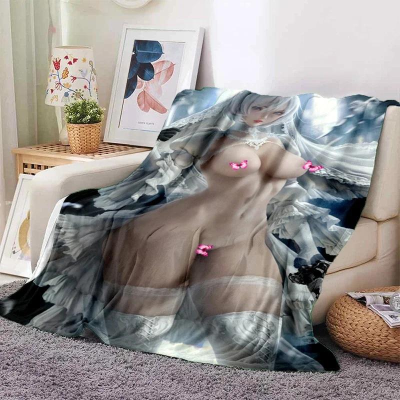 Sexy Anime Girls Blanket Soft Plush Flannel Throws Blankets for Sofa Bed Couch Best Gifts All Season Light Bedroom Warm Decke