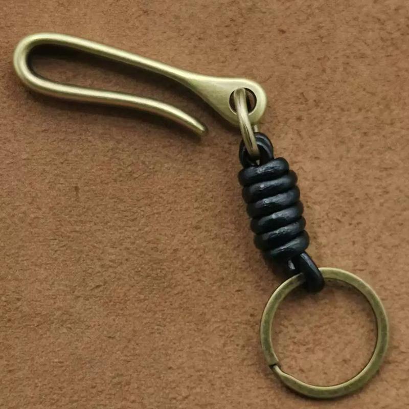 Vintage Genuine Leather Keychain Accessories High Quality Cowhide Key Chain For Men  U-Waist Keyring Hook