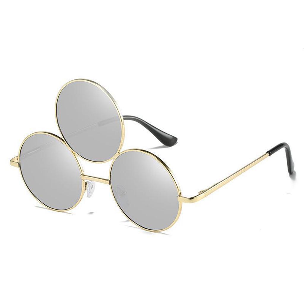 Colorful Three Round Frame Sunglasses Fashion Glasses Adult Outdoor Christmas Party Taking Photo Shopping Sunglasses