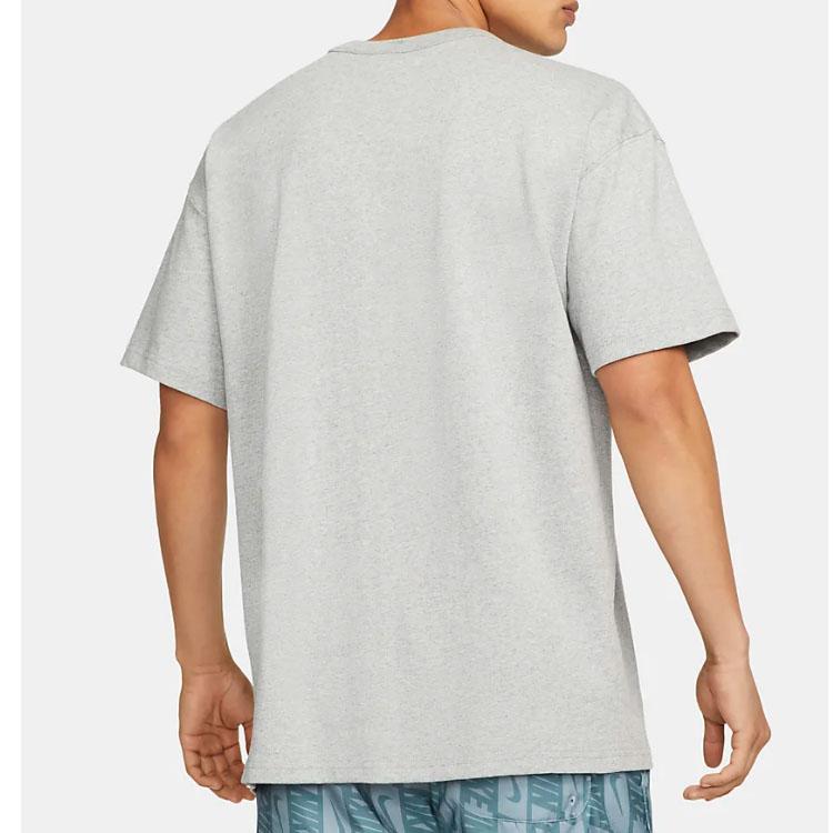 Nike Свободная трикотажная футболка с круглым вырезом премиум-класса Essentials, удобная дышащая футболка с короткими рукавами и заниженными плечами, мужские топы темно-серого цвета DQ9296-063