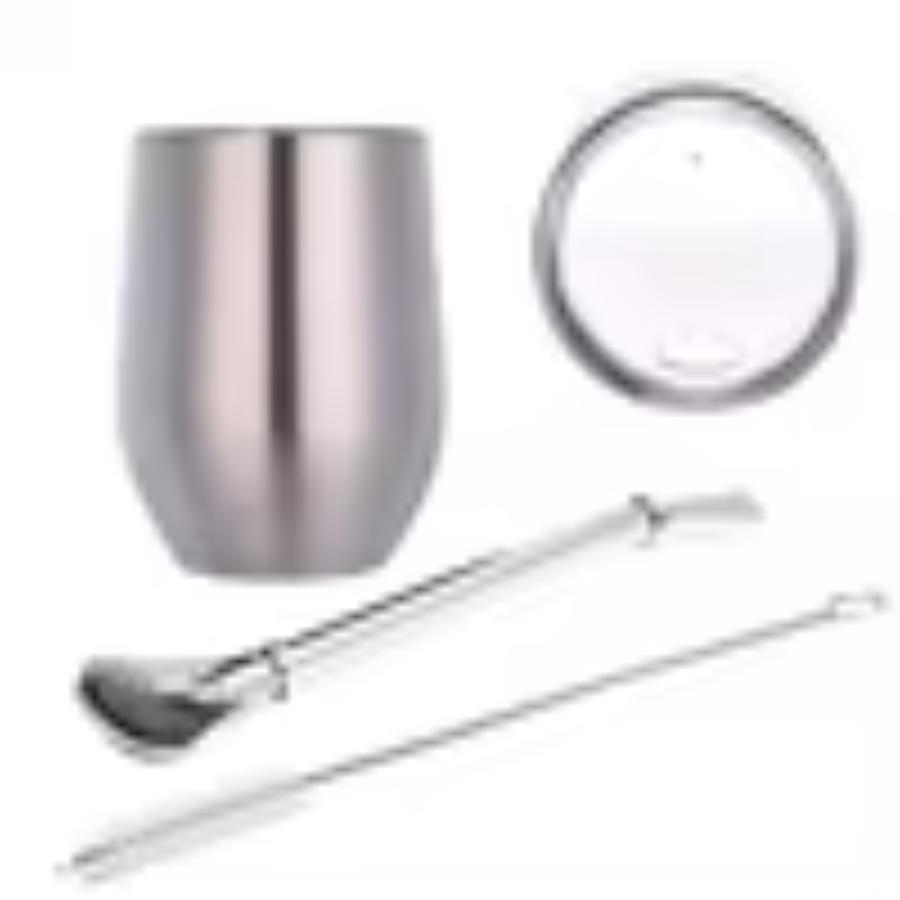 Double-Wall Stainless Yerba Gourd Mate Tea Set Coffee Cups Water Cup with Lid Spoon Straw Bombilla Head Filter Brush