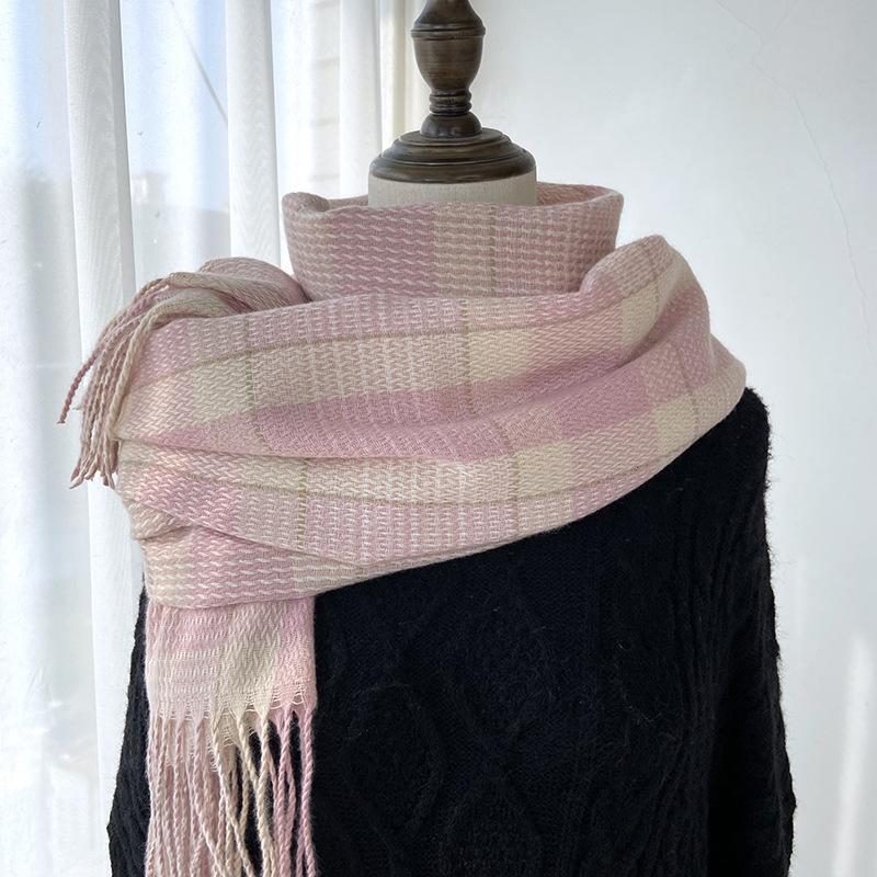 Women Scarf Winter Warm Plaid Shawl Unisex Women's Tassel Pashmina Ladies Cashmere Wrap Female Luxury Stoles Male Thick Neckerchief