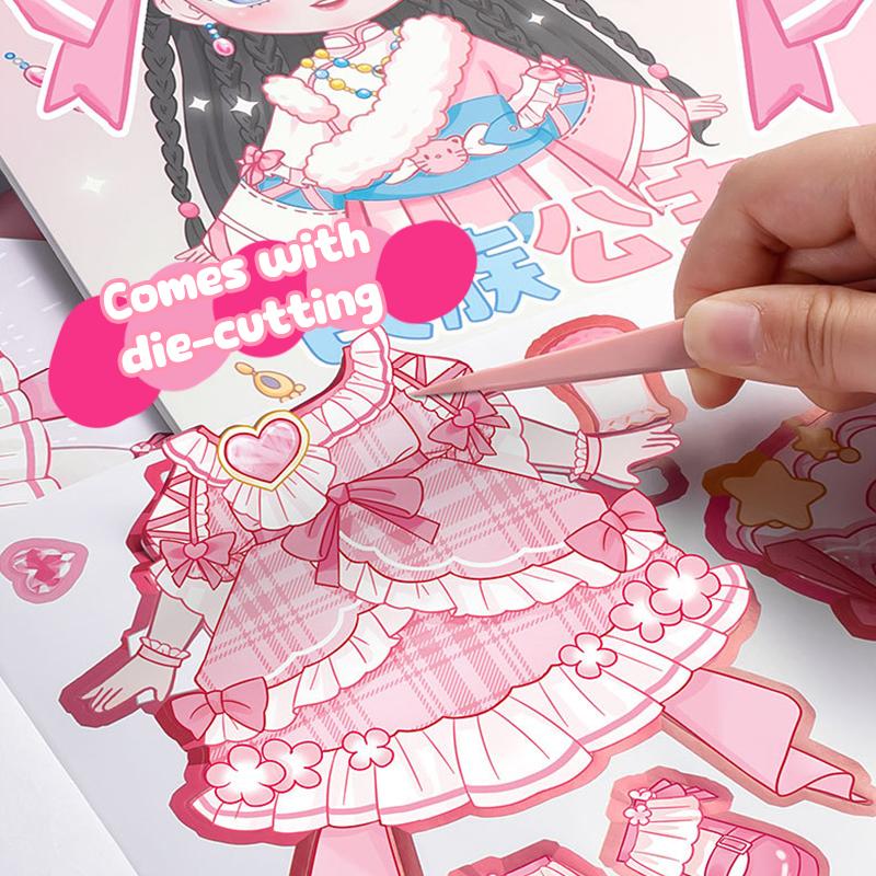 Книга наклеек для переодевания принцесс Сделай сам Девичья гардеробная Листы наклеек для девочек Подарки для вечеринок Справочники Водонепроницаемые наклейки