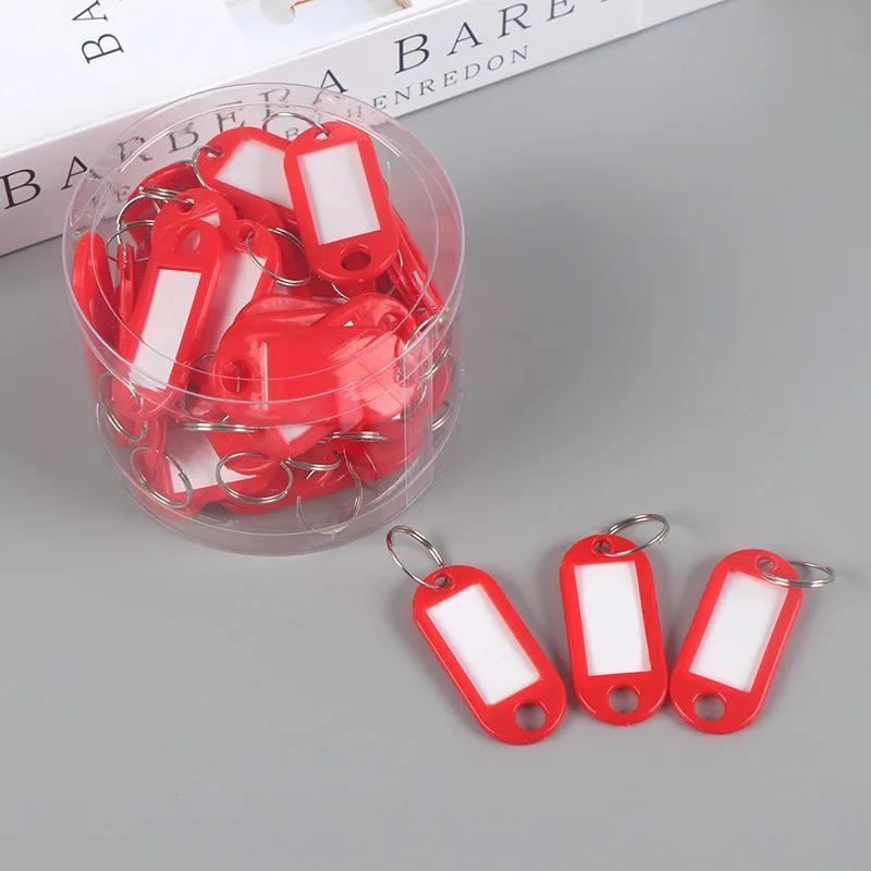 50 шт./лот красочный пластиковый брелок для ключей бирки этикетка пронумерованная имя багажная бирка идентификатор брелок для отеля бирка с именем бирки с разъемным кольцом