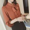Casual Ladies' Shirt Comfortable and Versatile Bow Tie White Shirt Female Blouse Vintage Loose Long-sleeved Tops Temperament Elegant Fashion Top