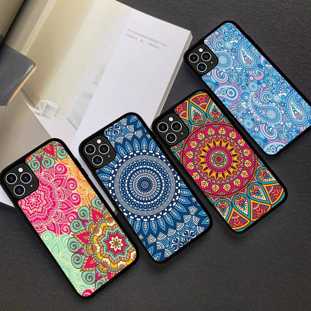 Чехол для телефона с рисунком мандалы, PC+TPU, для iPhone 17 16 15 14 PRO MAX 11 12 13 PLUS MINI