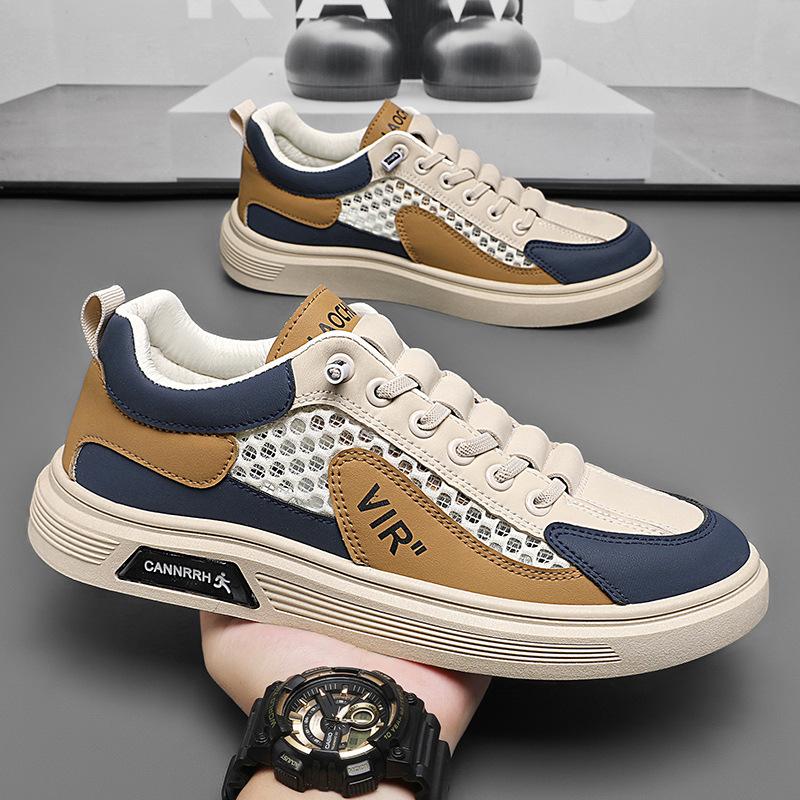 Men's shoes new breathable mesh shoes hollow canvas shoes men's trend versatile sports and leisure board shoes white shoes men