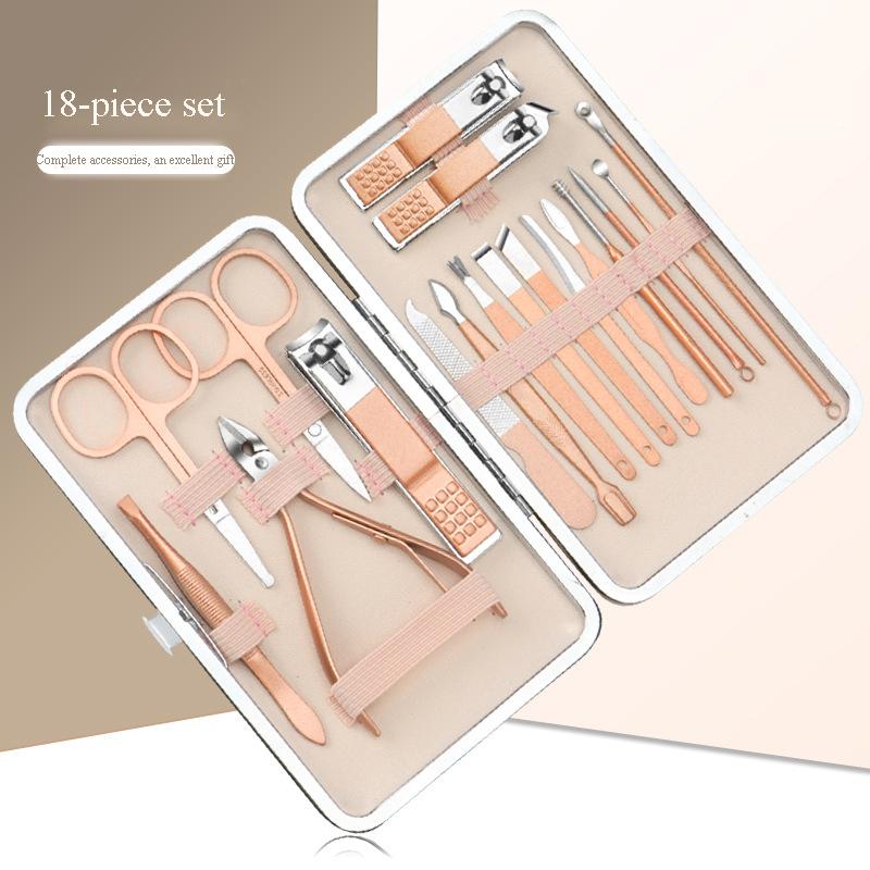 Набор кусачек для ногтей из нержавеющей стали, портативные инструменты для подстригания ногтей и маникюра цвета розового золота, полный набор кусачек для удаления ороговевшей кожи