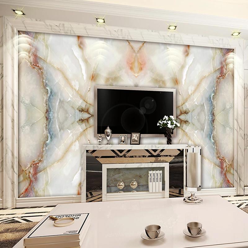 Современные 3D Обои с Текстурой Мрамора Настенные Росписи Гостиная ТВ Диван Нефритовый Камень Материал Росписи Домашний Декор Обои
