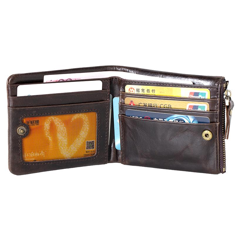 Leather Wallet Men's Leather Wallet Short Slim Portable Card Holder Fashion Casual Zipper Small Coin Purse Men's Leather Wallet Large Capacity