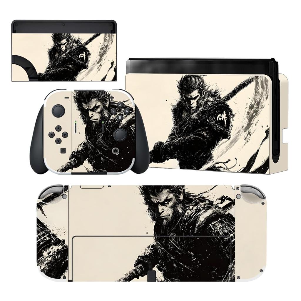 PlayVital Full Set of Protective Stickers Compatible with OLED Custom Vinyl Sticker Skin Seals Compatible with Switch OLED Console Dock Grip Models, &