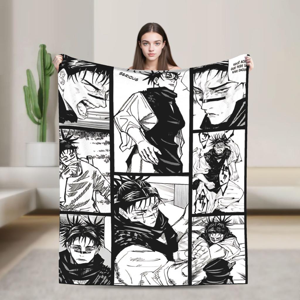 Choso Blanket Cover Flannel Kaisens Anime Lightweight Thin Throw Blanket for Car Sofa Couch Bed Rug