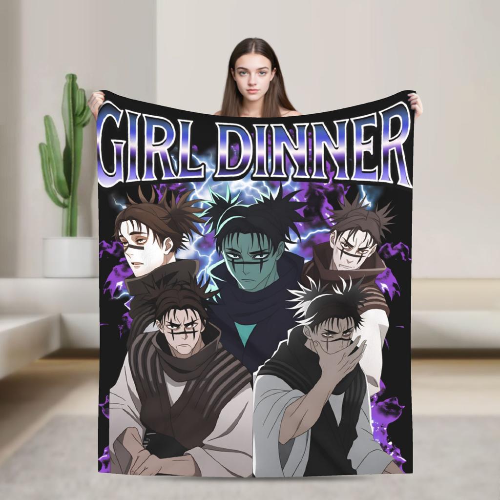 Choso Blanket Cover Flannel Kaisens Anime Lightweight Thin Throw Blanket for Car Sofa Couch Bed Rug