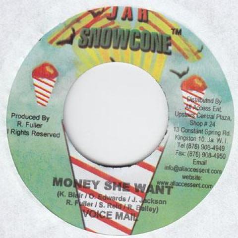 7-дюймовая пластинка VOICE MAIL - Деньги, которые она хочет Jah Snowcone 2009 Ямайка Регги, Ска и Даб
