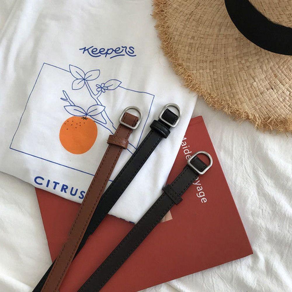 Мода Ретро Винтаж Кожаный Ремень Тонкий Пояс Брючный Ремень Платье Ремни Пряжка без отверстий Пояс