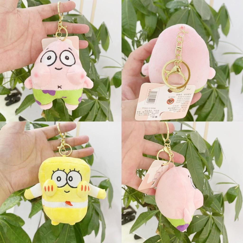 Soft Short Plush Spongebob And Patrick Star Figurine Keychain With Cute Design