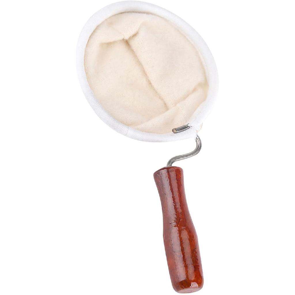 (Пакет из 1) Кофейные фильтры для перколятора Фланелевая ткань Перколятор Моющийся кофейный фильтр с деревянной ручкой Инструмент(большой)