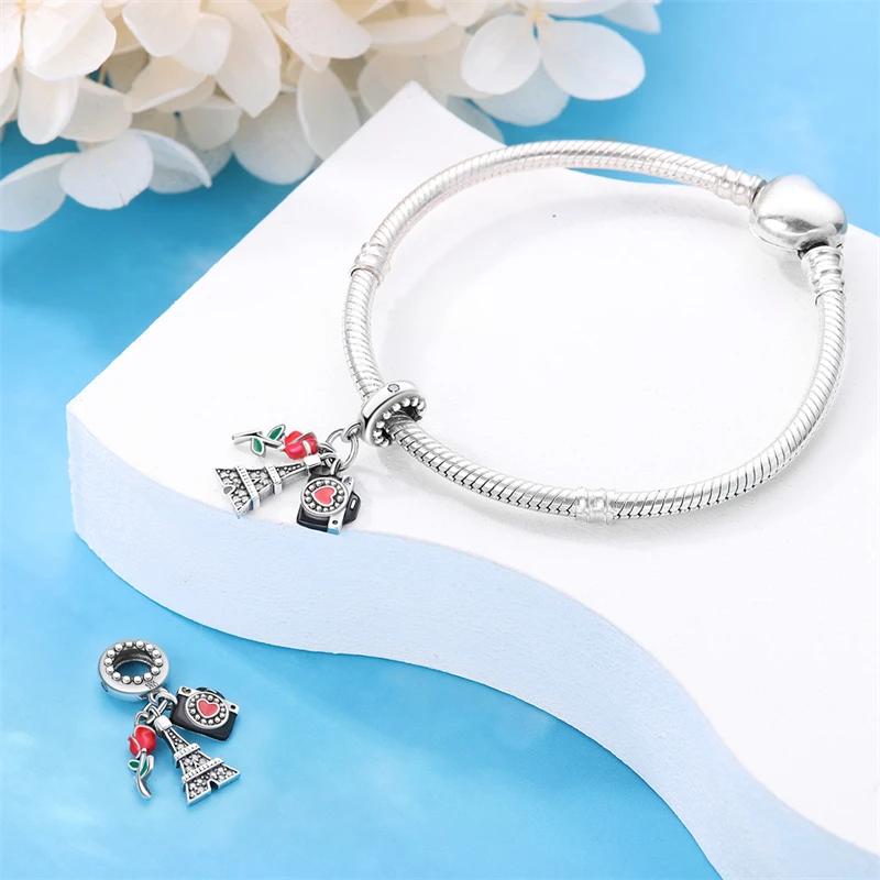 Copper Metal Paris Tower Aircraft Travel Charm Bead Component Pendant Bead Component Bead Components Compatible With Charm Bead Component Authentic