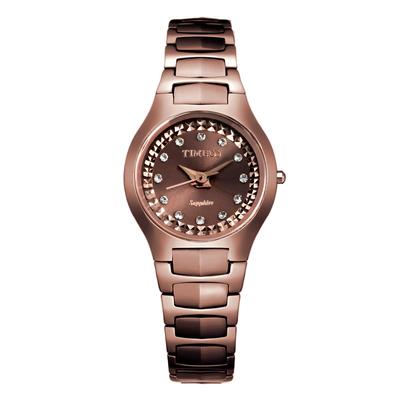 Часы для пары Time100 из вольфрамовой стали с сапфировым стеклом Seiko Quartz Diamond (Дамы) #W50107L.03A (Кофе)