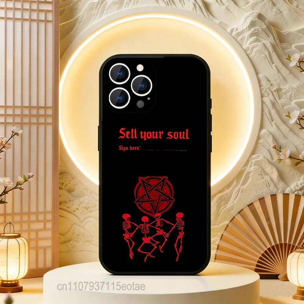 Пентаграмма 666 Демонический Сатанинский Чехол Для Телефона Для iPhone  17,16,15,14,13,12,11,Pro,Max,Plus,E,Air,Mini Черный Ударопрочный Funda Чехол