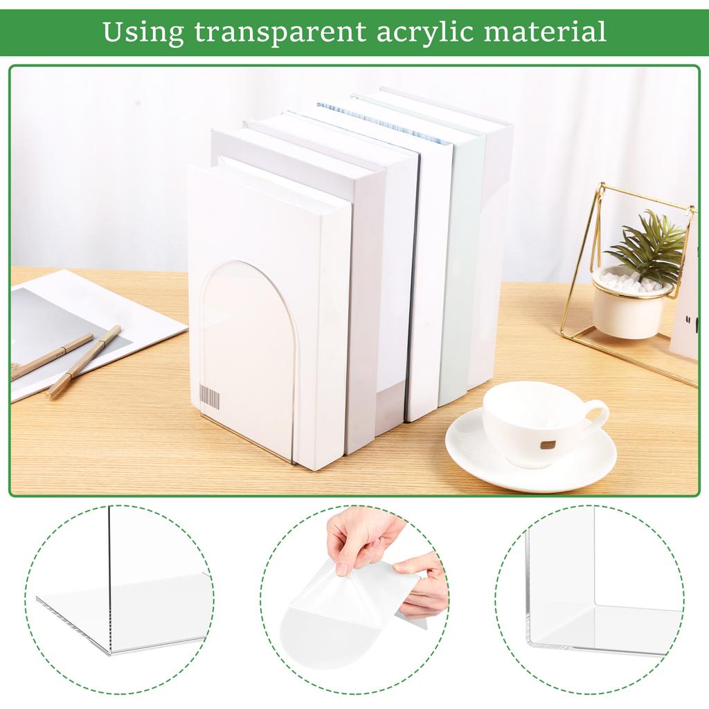 10 шт. Акриловый держатель для книг для полок Прозрачный держатель для книг Декоративный упор для книг для спальни Офиса Библиотеки Школы Украшение