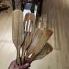 Natural Wood Long Handle Spatula Non Stick Kitchen Leakage Shovel  Kitchen Tools