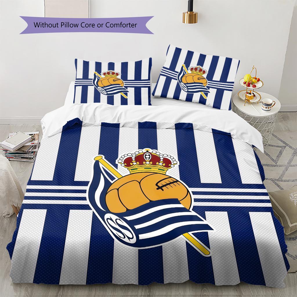 Real Sociedad Pattern Bedding Quilt Set  Home Decoration  Gift (1 * duvet cover + 2 * pillowcase  without core)