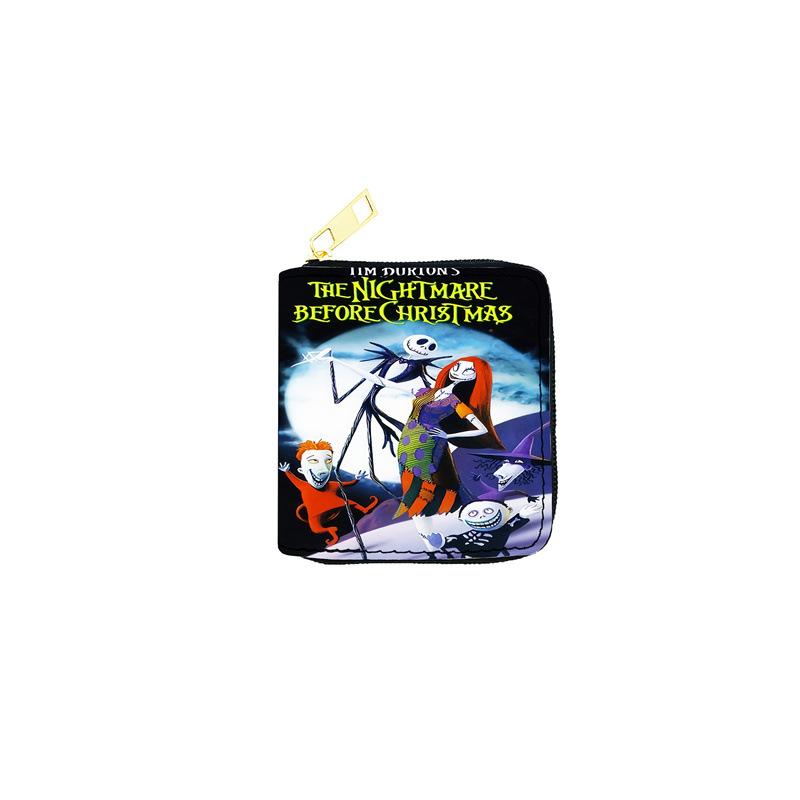 Nightmare Before Christmas PU Wallet Student Men's Short Coin Purse ID Card Holder Jack Skellington Print 6pcs