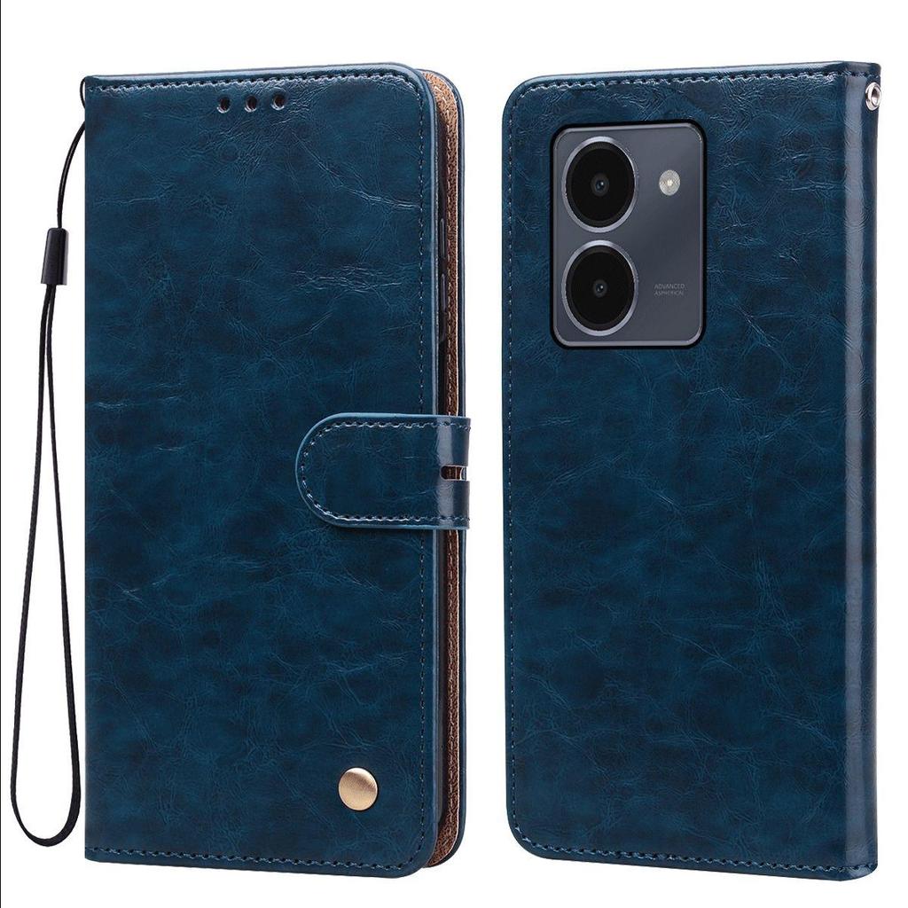 Винтажный чехол-бумажник с текстурой Crazy Horse из ПУ-кожи для Vivo Y36 5G, Y36 4G, Y27 5G, Y27s, с держателем для карт, подставкой, противоударный защитный чехол