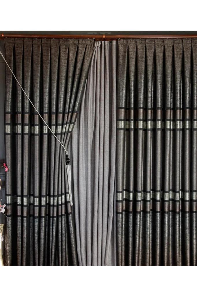 EPeddler Home Одностворчатая занавеска в золотисто-серебряную полоску, плотно плиссированная, жаккардовая, с ярким рисунком