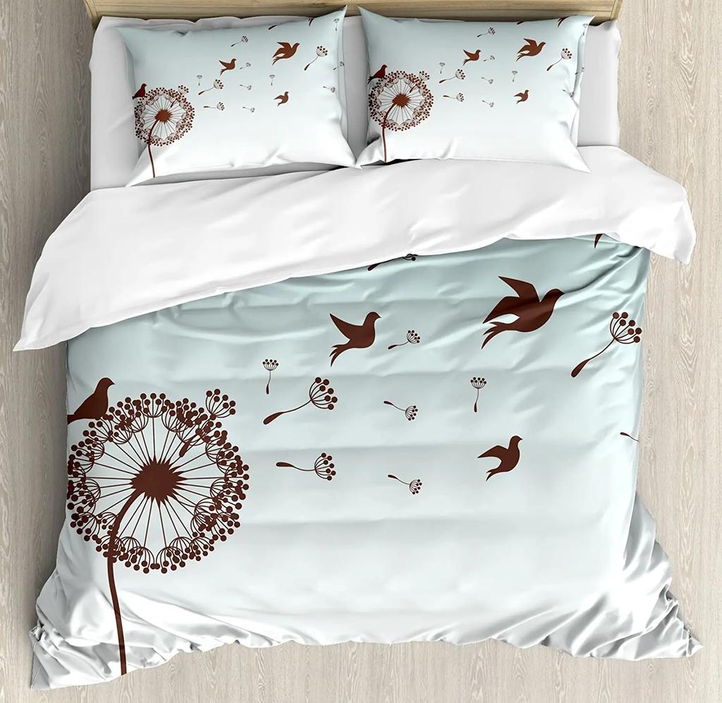 Одуванчики Цветы Черный Пододеяльник Постельное белье Комплект Для Двуспальной Кровати Домашний Текстиль Одеяло Чехол Наволочки Спальня Постельное Белье Без Простыни