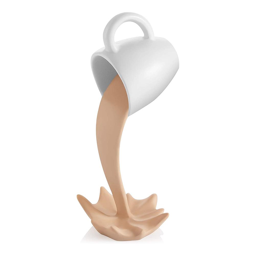 Hi Floating Coffee Cup Funny Sculpture Pouring Liquid Splash Mug 3D Art Ornaments for Office Desktop Home Kitchen Decoration