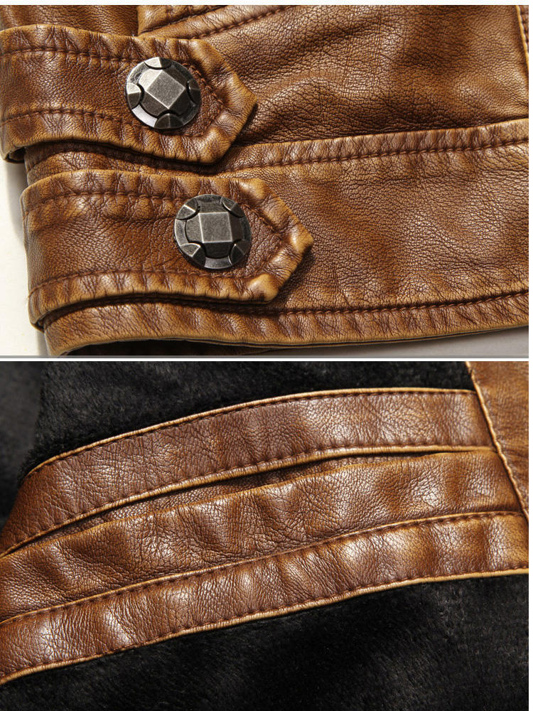 Winter Brand Leather Jacket Men Slim Collar Jaqueta Couro Bomber Jacket Faux Leather Fur Coat