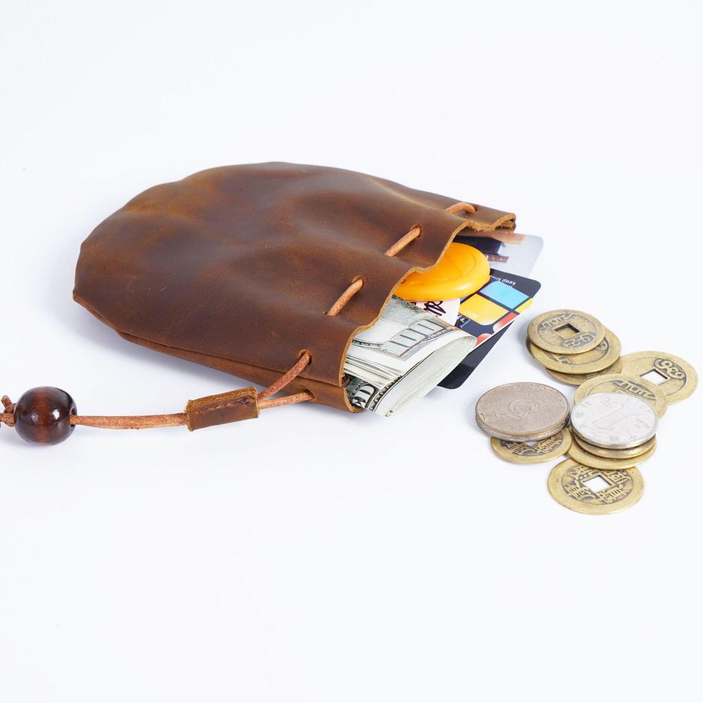 Винтажный маленький кошелек для монет из натуральной кожи - мини-кошелек в первом слое коровьей кожи