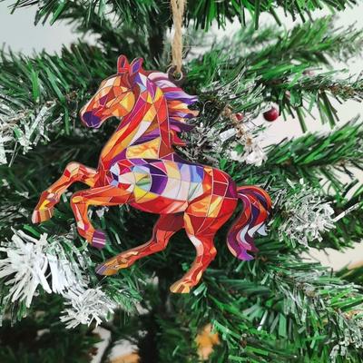 Вечеринка Цветной Рождественский Подвесной Кулон Акриловый 2D Плоский Подвеска Лошадь на Машине Праздничное Украшение для Рождественской Елки Брелоки для Сумки
