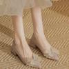 French Gentle Bridesmaid Wedding Shoes 2024 Daily Wearable Bow Decorative High Heels Comfortable and Elegant Single Shoes Trafza