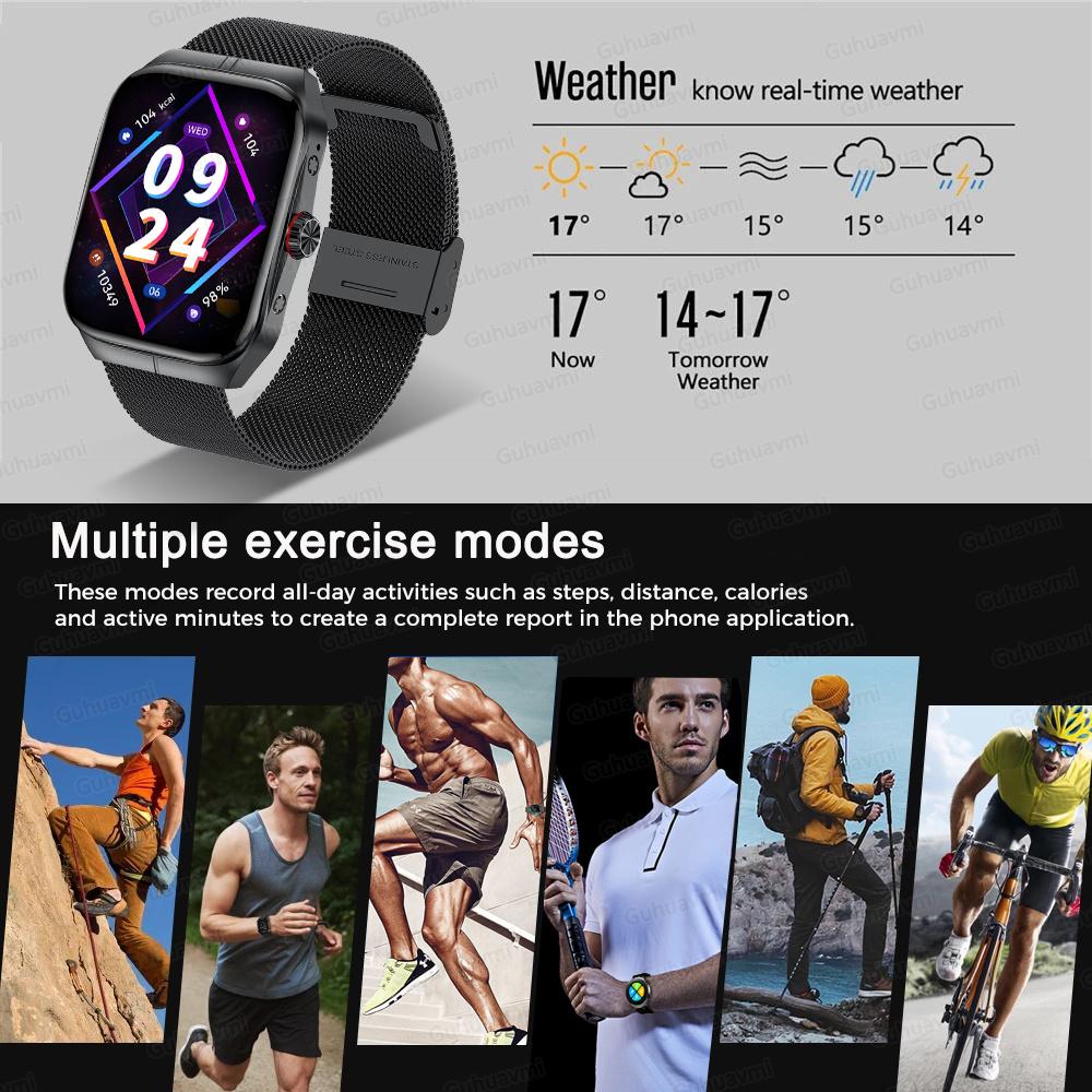 2025 Новые умные часы с NFC AMOLED-экран Всегда показывает время Bluetooth-звонок Серия 9 Часы Пользовательский циферблат Мужские Спортивные Здоровье Женские Смарт-часы