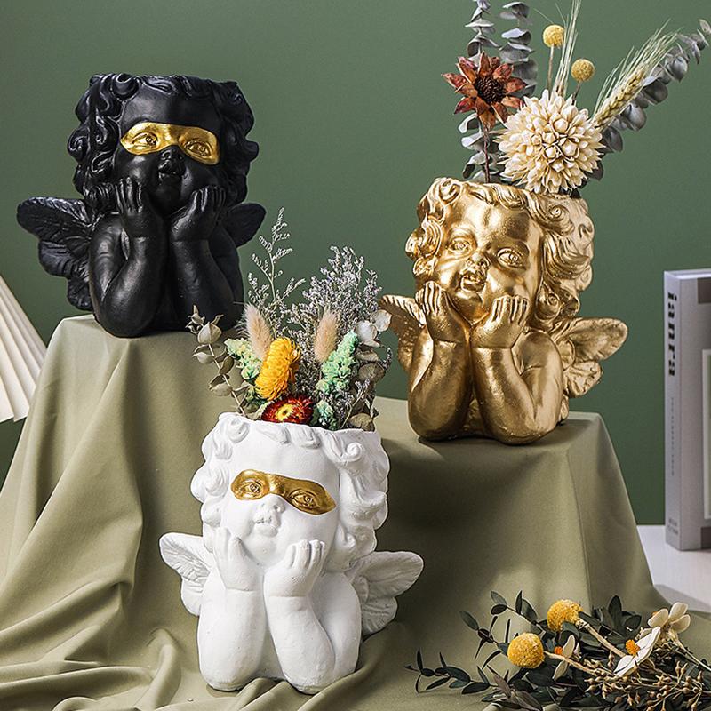 Милый цветочный горшок с ангелом, сочный горшок, кашпо из смолы, домашний декор, украшение для дома, настольные украшения, горшок для растений бонсай