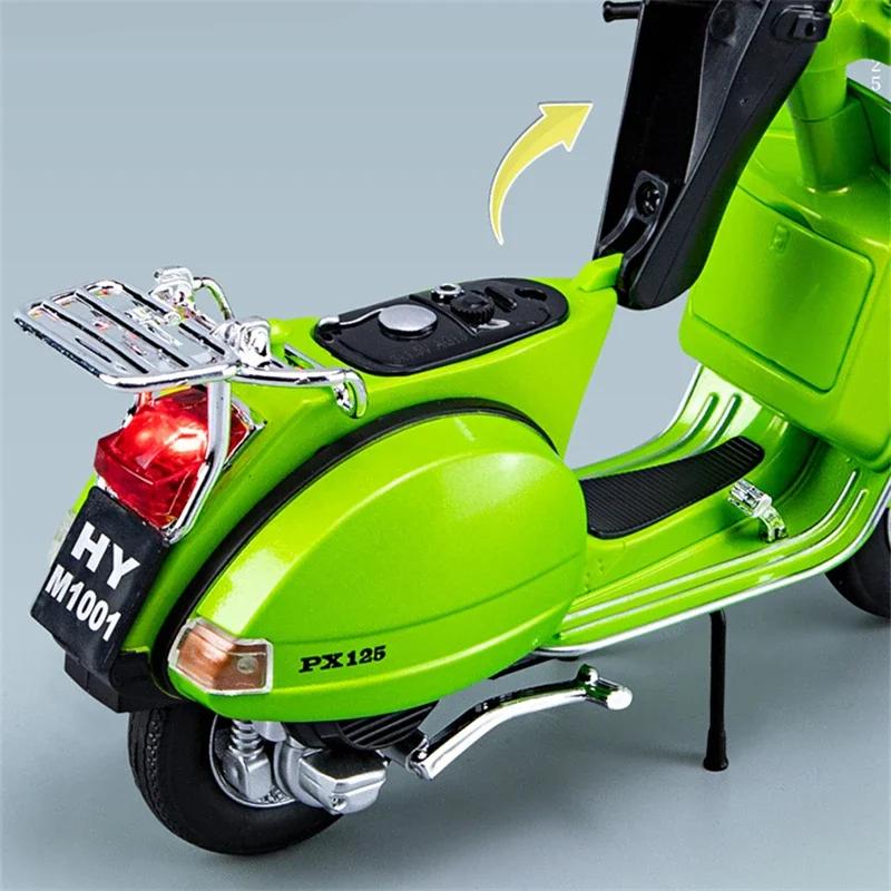 1/10 Vespa 125 Сплав Досуг Модель Мотоцикла Литые Металлические Классическая Модель Мотоцикла Симуляция Звука и Света Детские Подарки