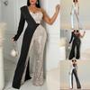 2025 One-Shoulder Silver Splicing Sequin Jumpsuit for Women - European & American Fashion