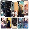 Мультяшный милый кот Арт мода Чехол для телефона Для Samsung Galaxy S25 S24 S23 FE S22 Ultra S20 S21 5G S10 Plus S10E Мягкий черный чехол