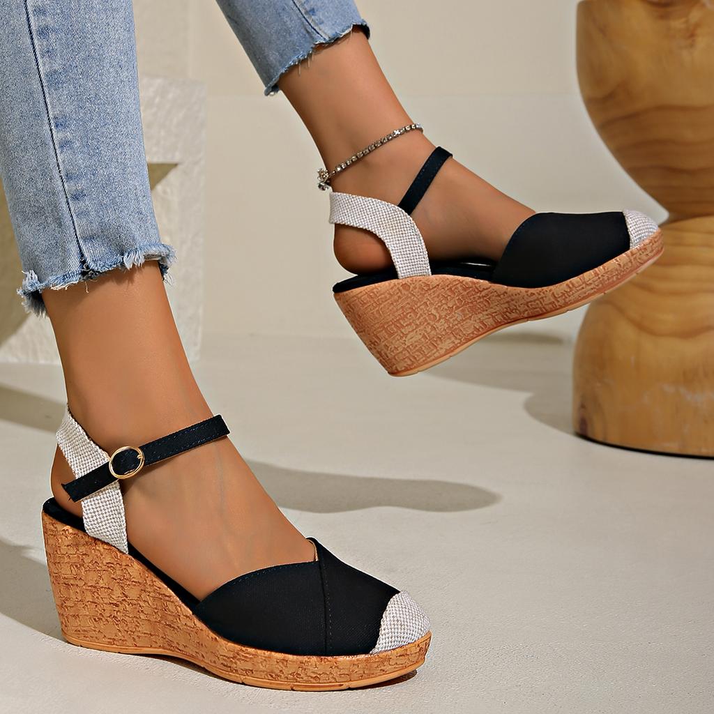 Новые женские сандалии на платформе, женская обувь, летние эспадрильи на танкетке, высокие каблуки, повседневные туфли с ремешком на щиколотке, разноцветные туфли для женщин