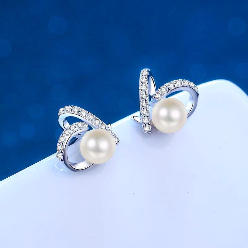 100% пресноводный культивированный жемчуг серьги для женщин 14k белое золото муассанит серьги-гвоздики в форме сердца из стерлингового серебра 925 пробы