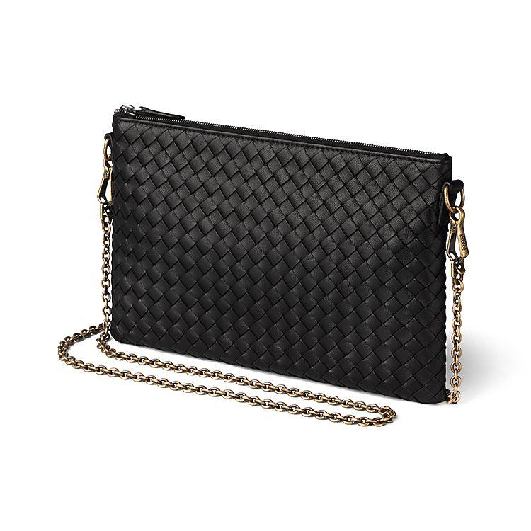 Bottega Veneta BV Плетеная цепь Застежка-молния Кожа ягненка Латунь Ручная сумка Через плечо Сумка женская Черный 510282VO0AD1000
