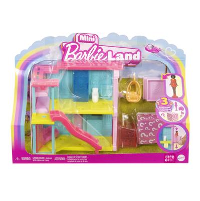 Barbie Mini Barbie Land Dream House Blue/YellowDress Up Doll/House Play/Rotend Play Micro Doll 1 Play Set Ages 6 and Senior Pink HYF46