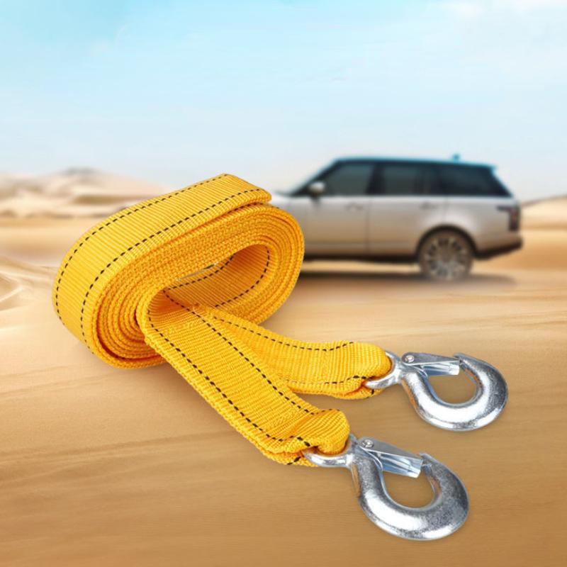 Car Trailer Rope Rescue Rope Eagle Hook Traction Rope Strong Thickening and Durable 4 Meters Double-layer Trailer Belt