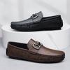Повседневная универсальная кожаная обувь мужская из натуральной кожи обувь-лоферы на одной педали с мягкой подошвой и тисненой мягкой поверхностью мужская обувь Doudou