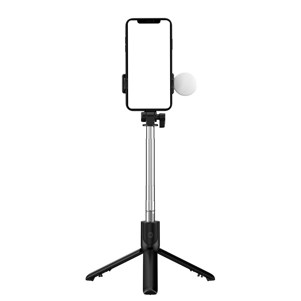 Telescopic Selfie Stick with 0.71m Tripod & Ring Light - Black