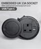 Настольная розетка Многофункциональная розетка UK с вилкой USB Type-C для утопленного рабочего стола, круглая розетка