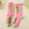 Ladies Spring Fashion Cartoon Letter Movement In Tube Cotton Socks